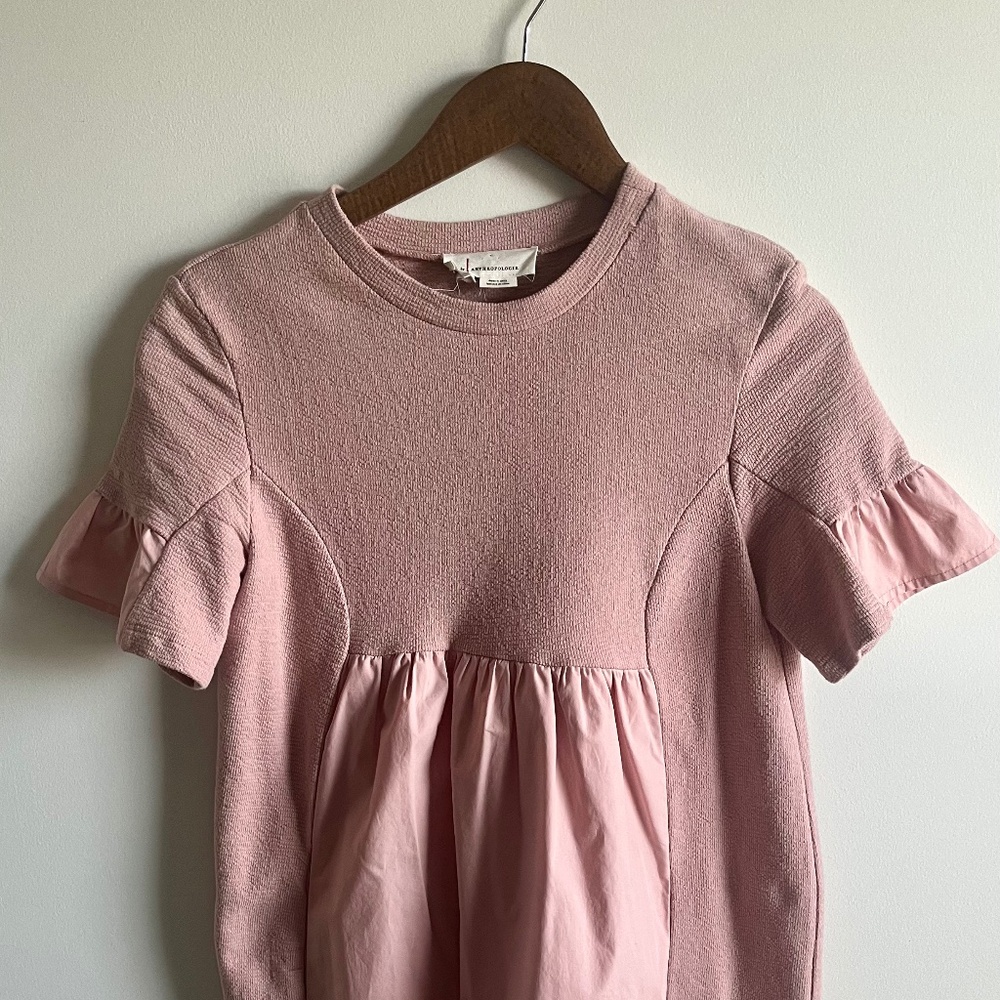 Women's Anthropologie Blush Mini Dress with Pockets Size Small